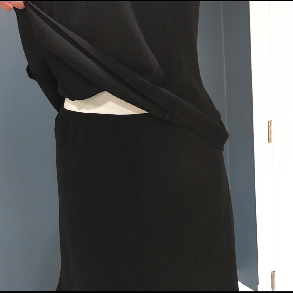 Evening Black Beaded Cowl Neck Top & Tiered Midi Skirt 2-Piece Set Size 10 EUC - Picture 5 of 5